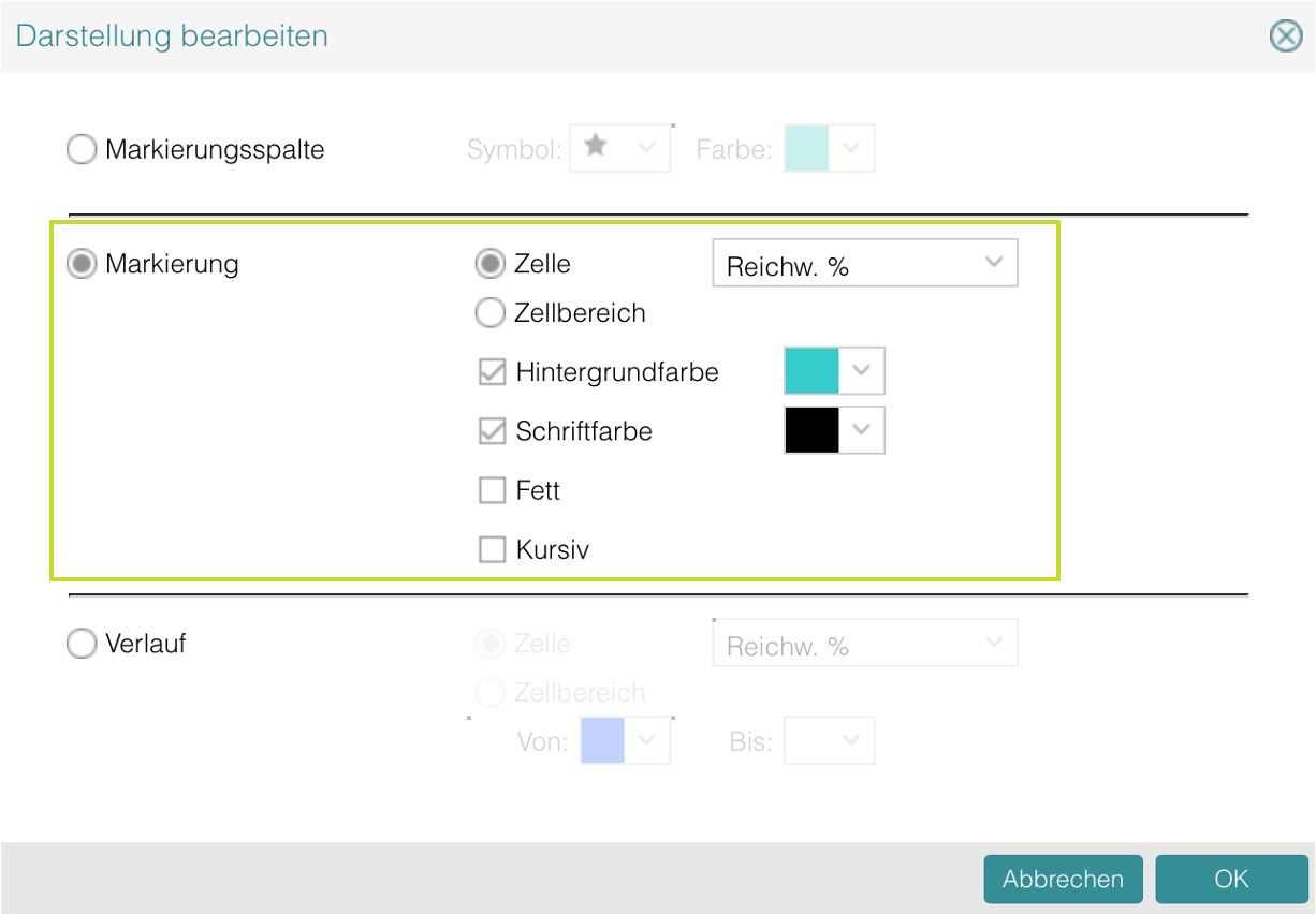 Farb-Schriftmarkierung