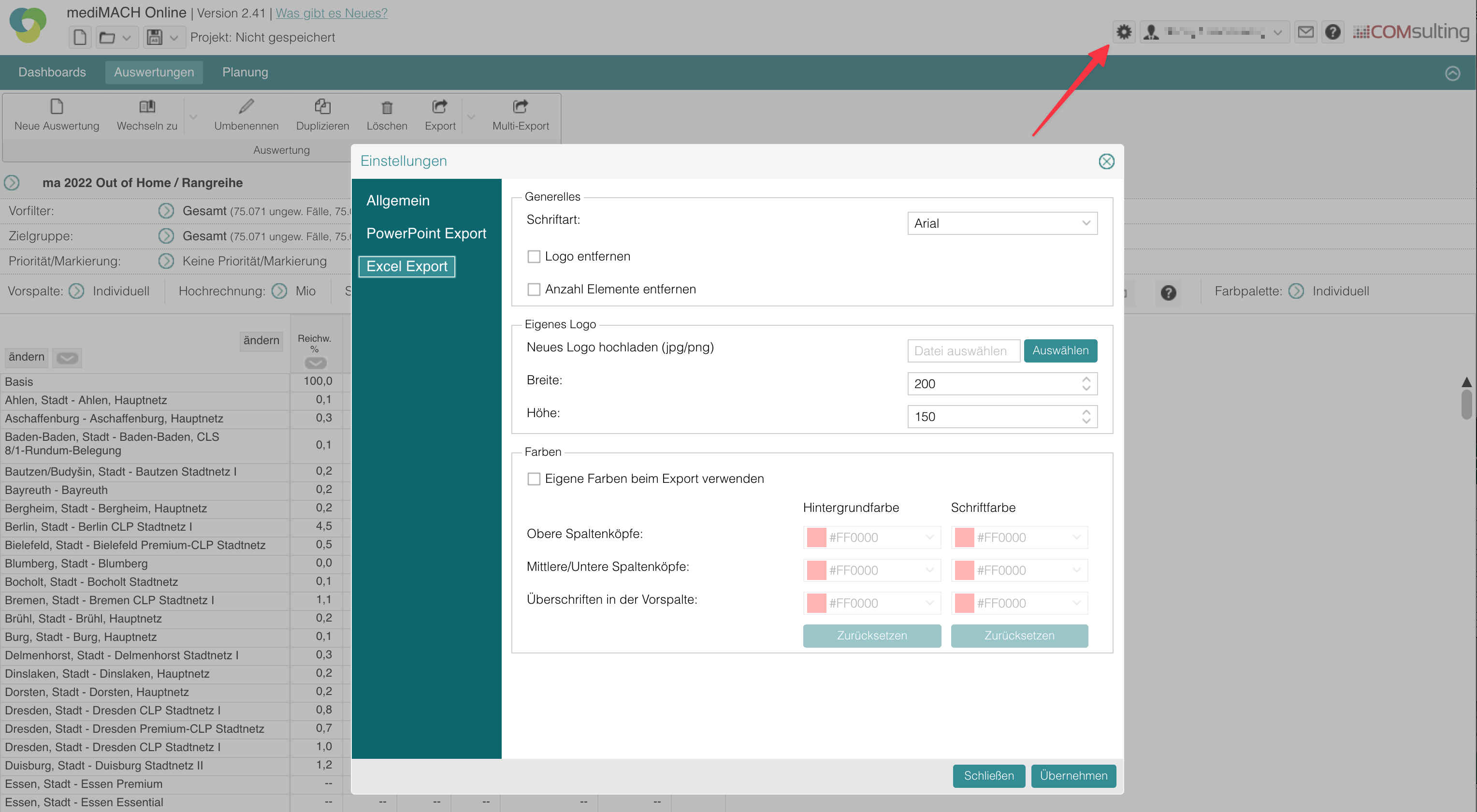 Abbildung 5.35. Excel-Exporte konfigurieren