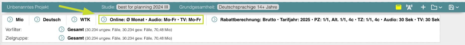 Schnelleinstieg: Zeitraum wählen