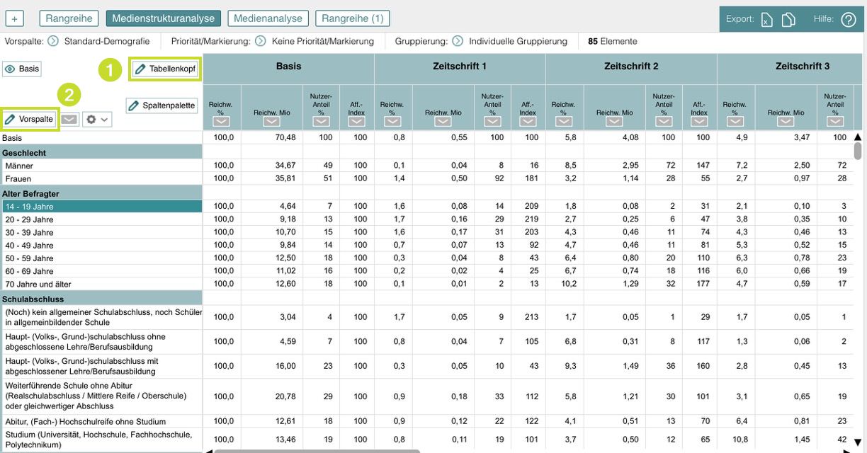 Schnelleinstieg: Medienstrukturanalyse